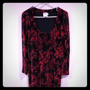 Red and black velvet dress